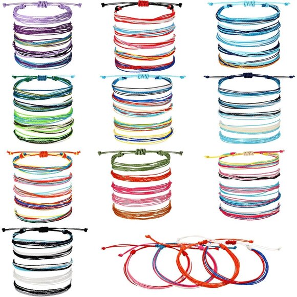 50 Pcs Beach String Friendship Bracelets Waterproof Handmade Cord Multi Color - Picture 1 of 8